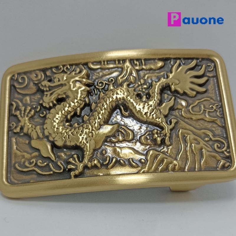 Mặt Khóa Thắt Lưng Nam Bằng Đồng Thật Đúc Nguyên Khối, Họa Tiết Rồng Bay, Tặng Kèm Cây Đục Lỗ Dây Thắt Lưng