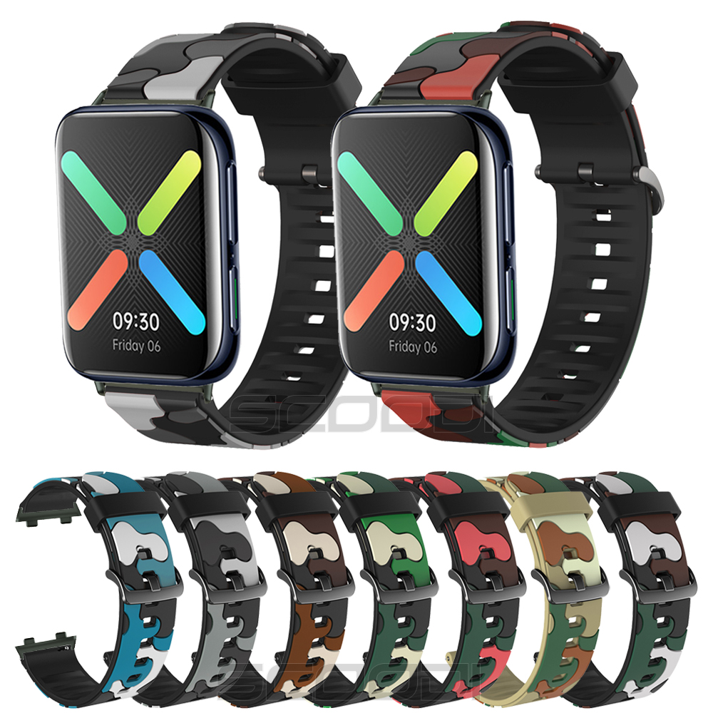 Dây Đeo Silicon Mềm Họa Tiết Rằn Ri Cho Đồng Hồ Thông Minh Oppo 41mm 46mm