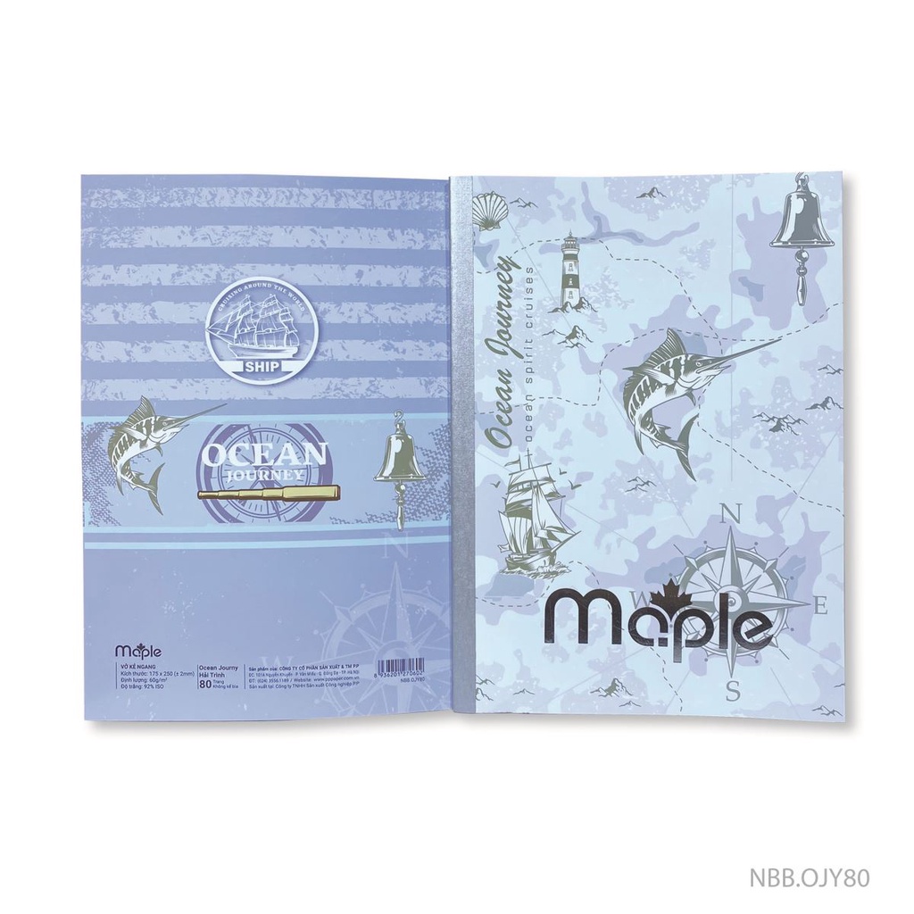1 quyển Vở kẻ ngang OCEAN JOURNE Mc.ple 80 trang. Tập học sinh cấp 2 Cao Cấp