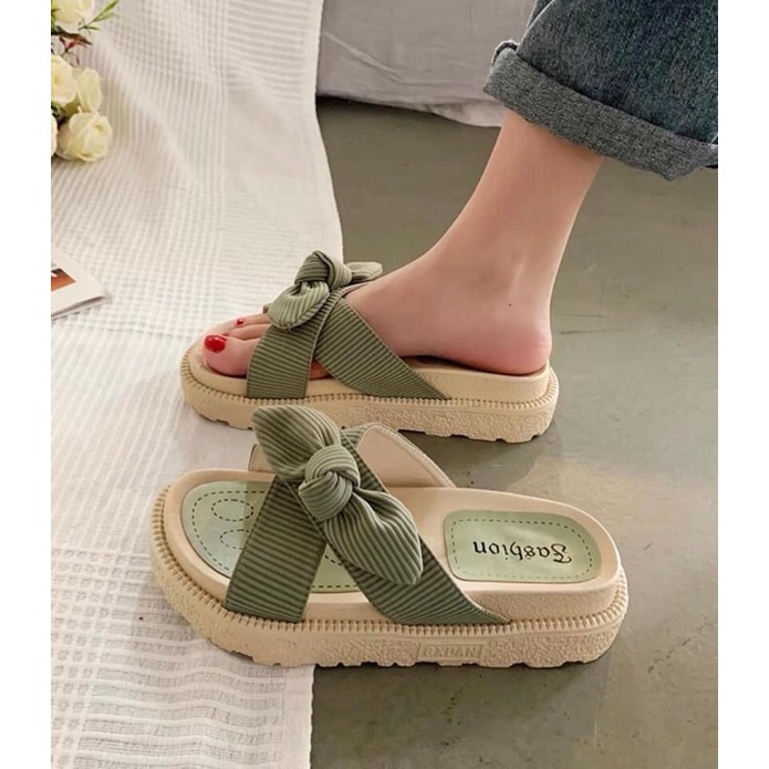 Dép SANDAL nữ bánh mì gắn nơ siêu xinh ❤️oder từ 5-7n