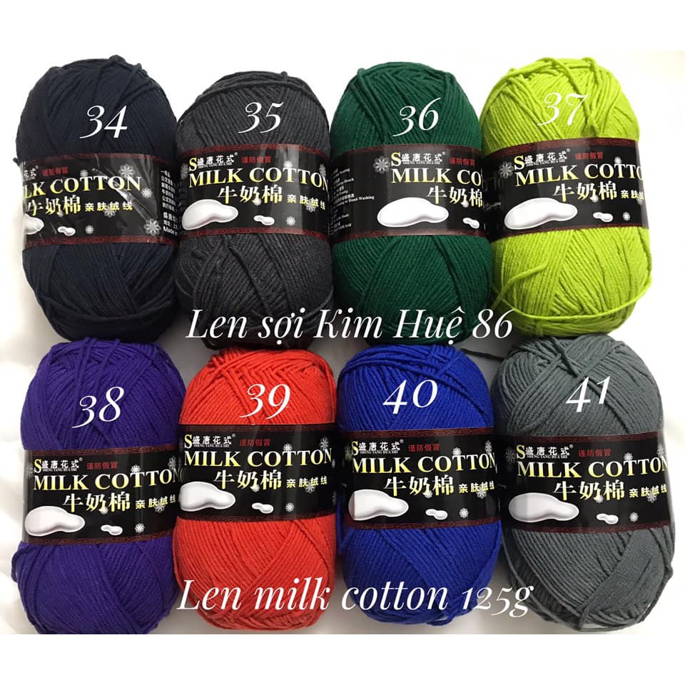Len milk cotton loại 1 cuộn 125g ( từ màu 41 đến màu 78)