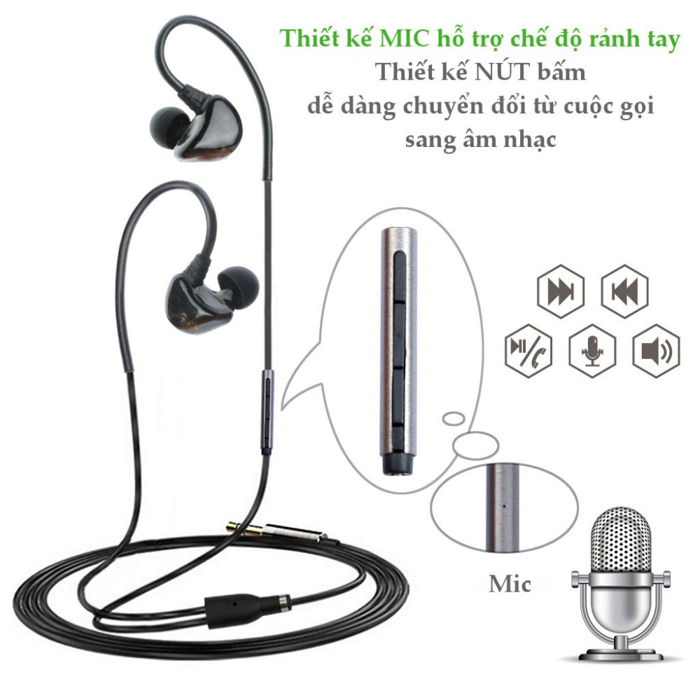 Tai nghe nhét trong tai kèm Mic có nút điều khiển âm lượng (In-Ear monitor Earphones - D18) chính hãng Avantree A2762