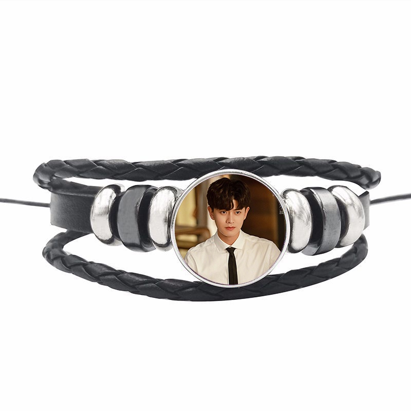 Vòng tay da lộn IN HÌNH Nhậm Gia Luân diễn viên hoa ngữ phụ kiện thời trang
