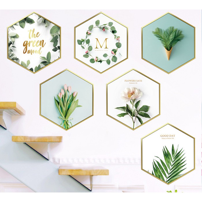 Decal dán tường trang trí - COMBO 6 MIẾNG TRANH CÂY XANH CAO CẤP
