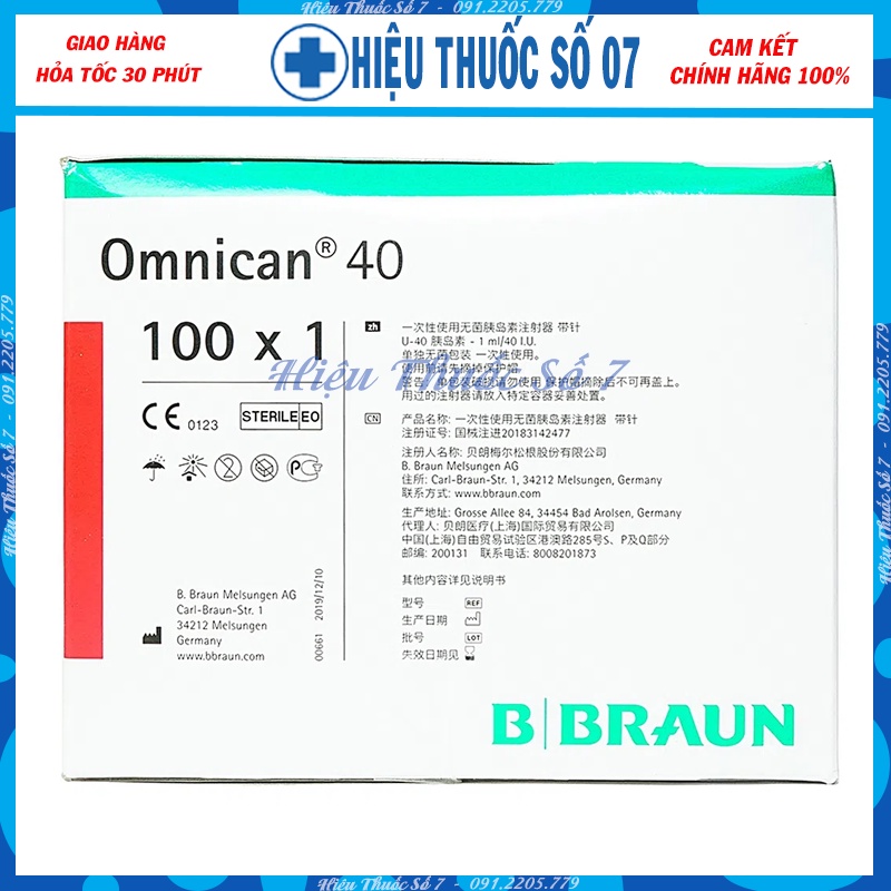 Kim Tiêm Dưỡng Chất, Kim Tiêm Tiểu Đường Insulin, Kim Tiêm Thẩm Mỹ OMNICAN BBRAUN 1ML UI40 (CHLB Đức)