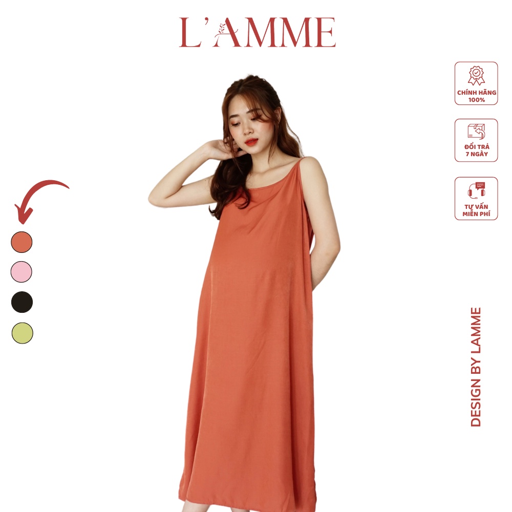 Đầm Bầu Đẹp Hai Dây Cami Dress Chất Lụa Không Nhăn Thoáng Mát By LAMME