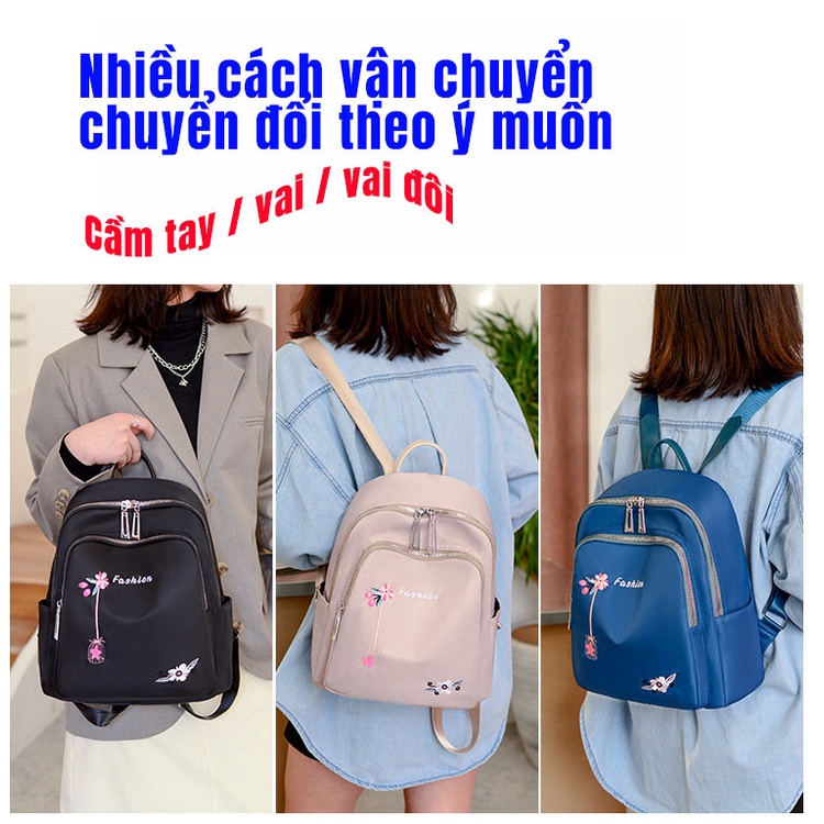 Balo vải oxford thêu họa tiết kích cỡ lớn thời trang cho nữ