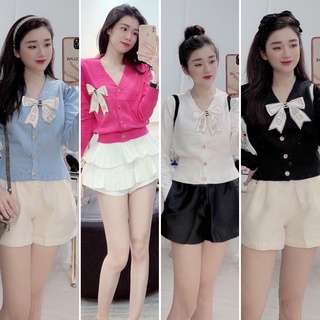 Áo len nơ đính viền đá cực xinh