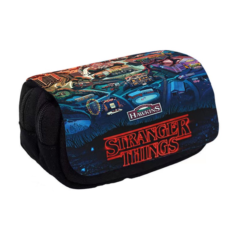 Bộ 4 Hộp Bút In Hình Phim Hoạt Hình Stranger Things Dành Cho Học Sinh Tiểu Học