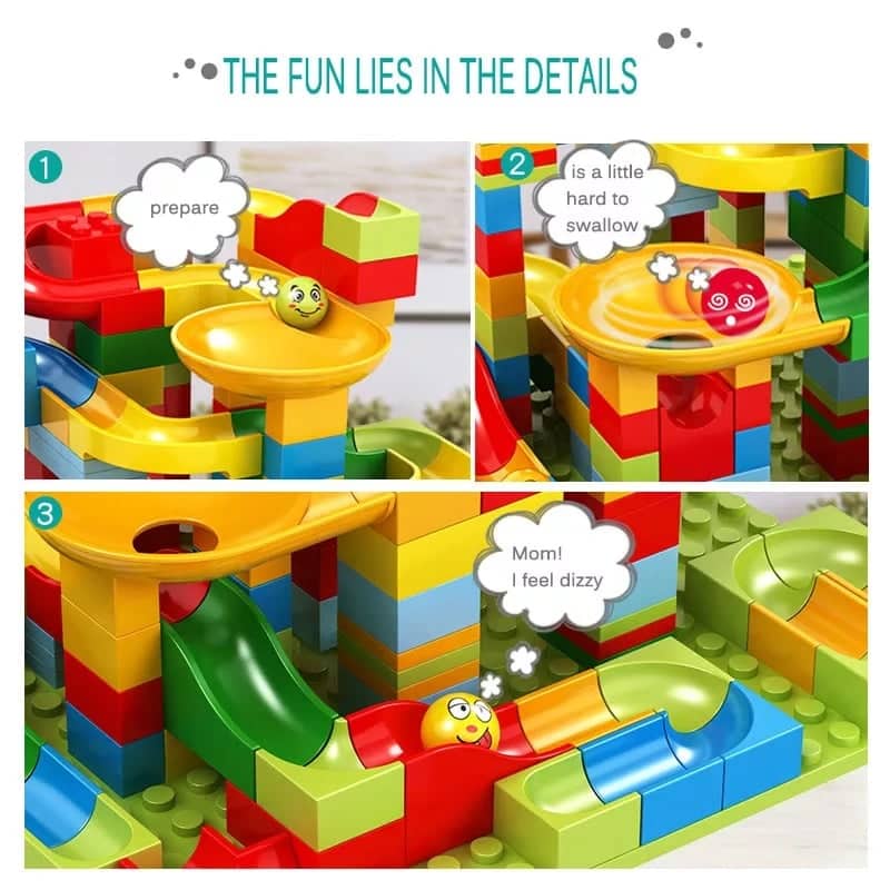 Bộ đồ chơi lego xếp hình sáng tạo lắp ráp cầu trượt thả bi  344 và 174 chi tiết cho bé