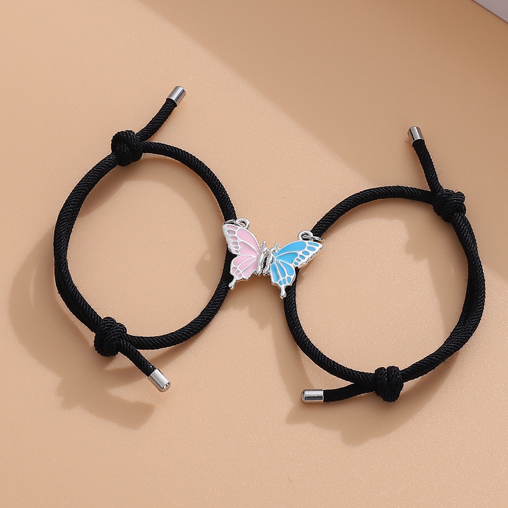 1 Cặp Vòng Tay Dây Bện Mặt Hình Mặt Trời/Bướm Cổ Điển Dễ Điều Chỉnh Thời Trang Unisex