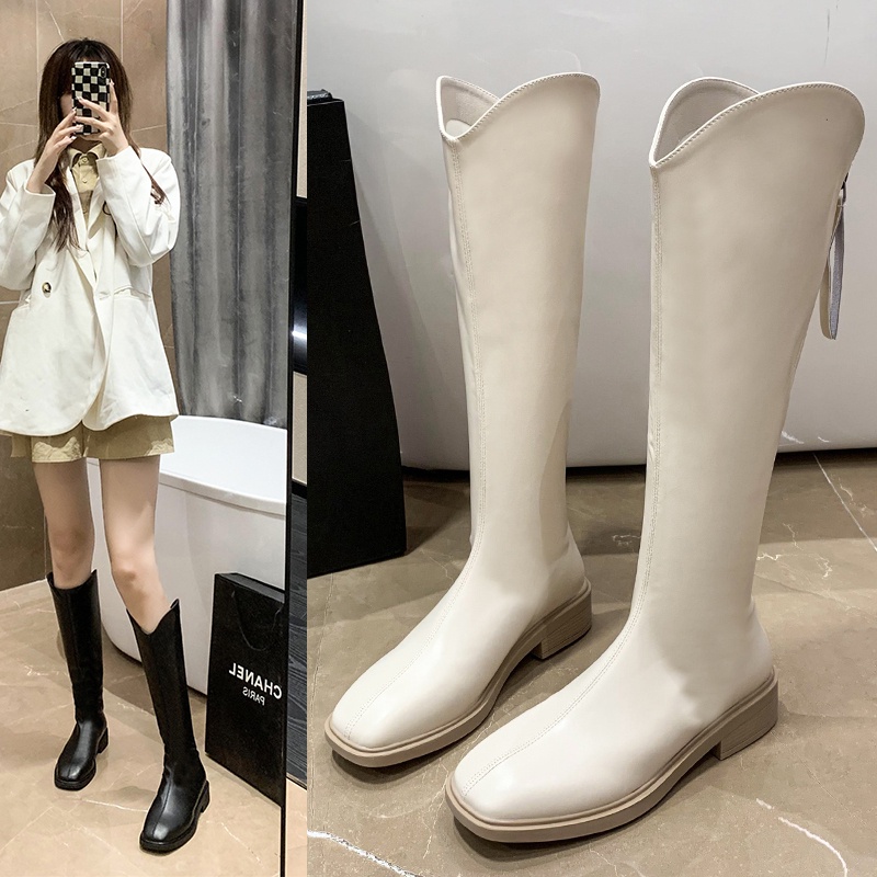 💖FULLBOX BOOT💖 Bốt nữ đế thấp 3p cổ vát cao bồi hack làm dài chân