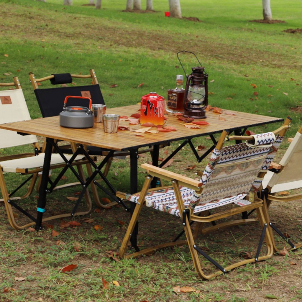 Bàn ghế nhôm gấp gọn dã ngoại camping Cát Á Bàn giả vân gỗ siêu tiện lợi, bàn ghế picnic, dụng cụ cắm trại