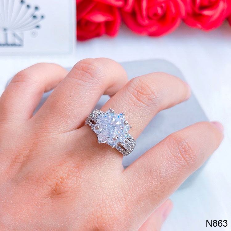Nhẫn bạc nữ đính đá nhô thiết kế cao cấp Orin N863