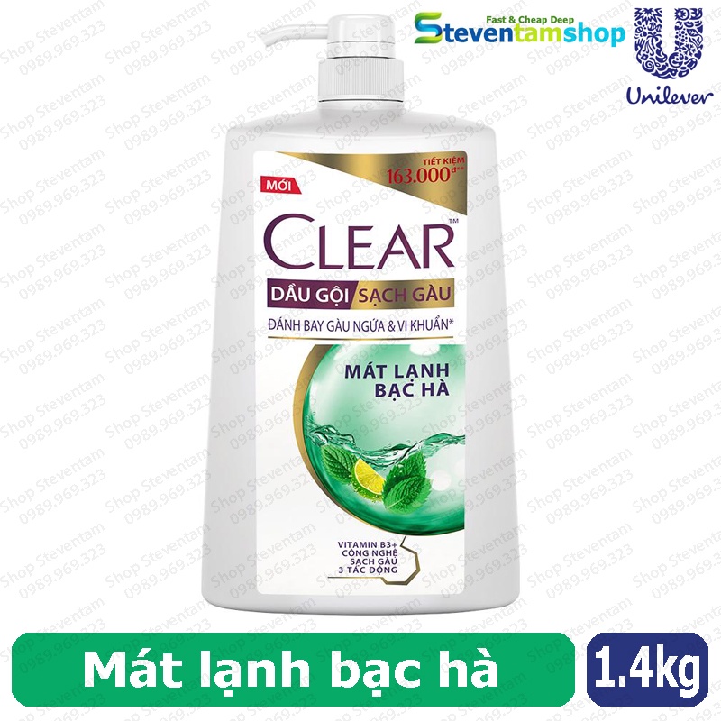 Dầu gội CLEAR bạc hà 1400g