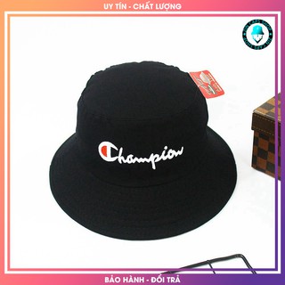 Mũ Bucket Nón Tai Bèo Đen Champion 2 lớp vải Kaki
