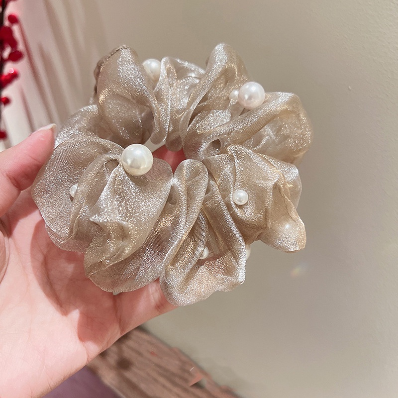 Dây Buộc Tóc Vải Lưới Đính Hoa Và Ngọc Trai Nhân Tạo Thời Trang 2022