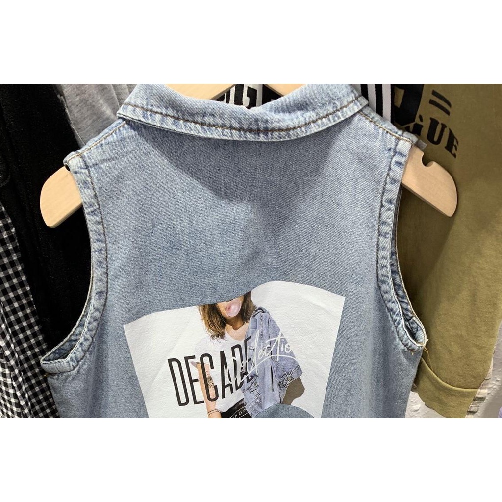 Bộ Áo Liền Quần Sát Nách Vải Denim Cotton Mềm Mại Phong Cách Nhật Hàn Thời Trang Mùa Hè Cho Bé