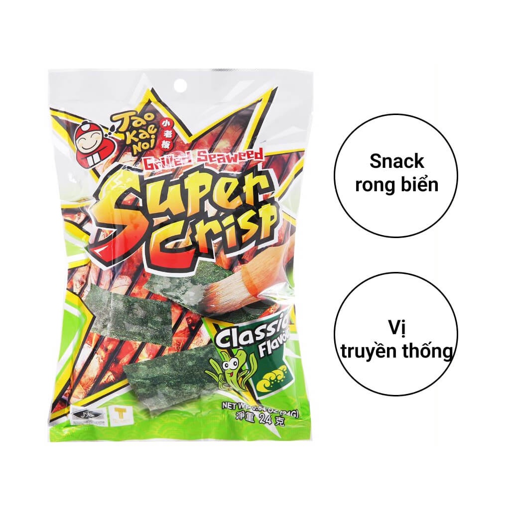 Snack rong biển TAO KAE NOI super crisp gói 24g