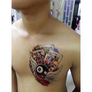 Hình xăm dán lá bài bắp tay- mua 2 tấm tặng 10x20cm