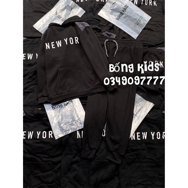 Bộ Nỉ Hoodie Bé Trai New York Đen