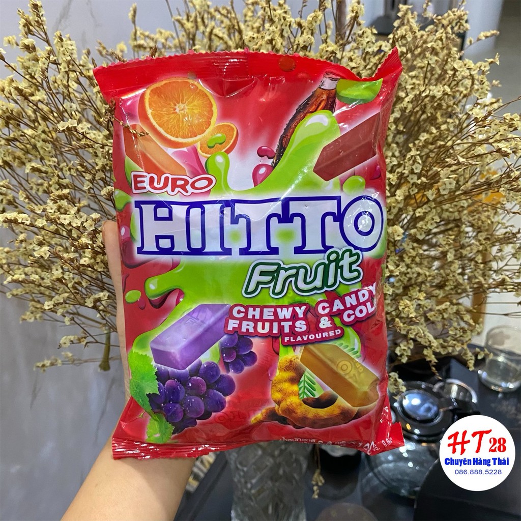 [Hàng Có Sẵn] Kẹo Dẻo Trái Cây Hitto Thái Lan Gói 100 Chiếc,Mix 4 Vị (Nho,Dâu,Cam,Coca)