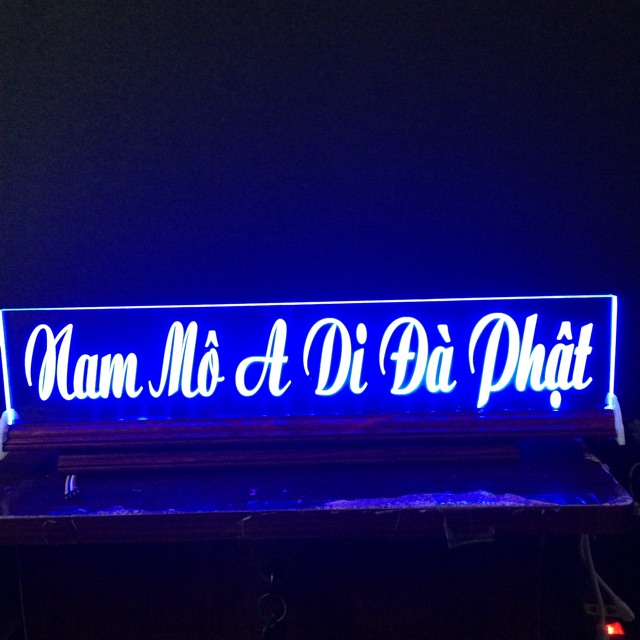 Chữ điện mica đèn led đổi màu: NAM MÔ A DI ĐÀ PHẬT
