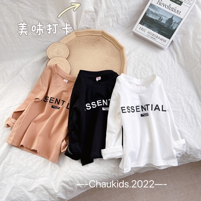 Áo thun dài tay bé trai in chữ Essen chất liệu cotton mềm đẹp