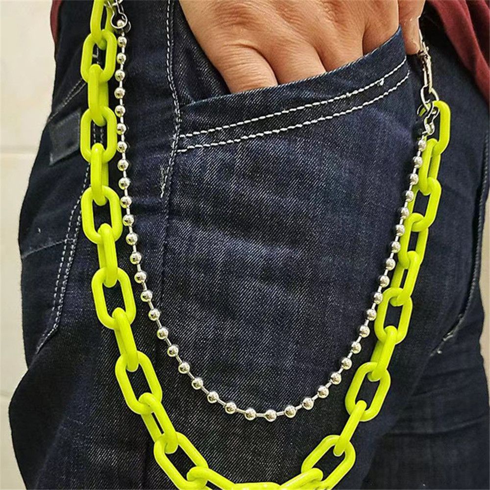Chuỗi Dây Xích Đeo Thắt Lưng Hai Lớp Acrylic Nhiều Màu Thời Trang Phong Cách Hip Hop Đường Phố Cổ Điển Mihan1