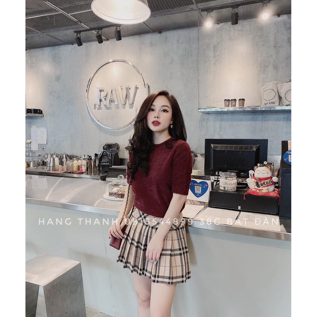 Chân Váy Xếp Ly Mẹ và Bé 💖FREESHIP💖 Chân váy xếp ly kẻ cạp chun T.Bb