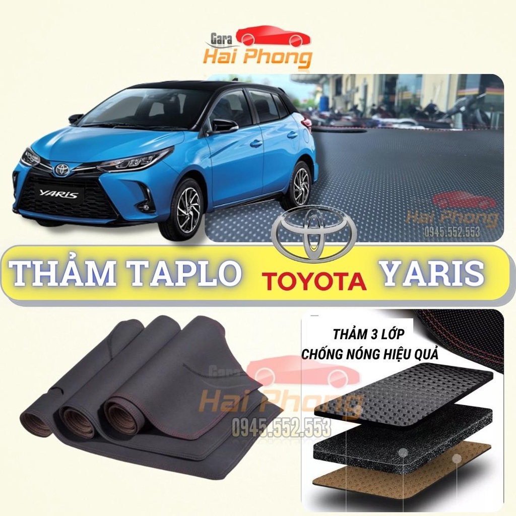 Thảm Taplo Toyota Yaris 2019 - 2021 chất liệu da dập vân Carbon cao cấp chống nóng hiệu quả
