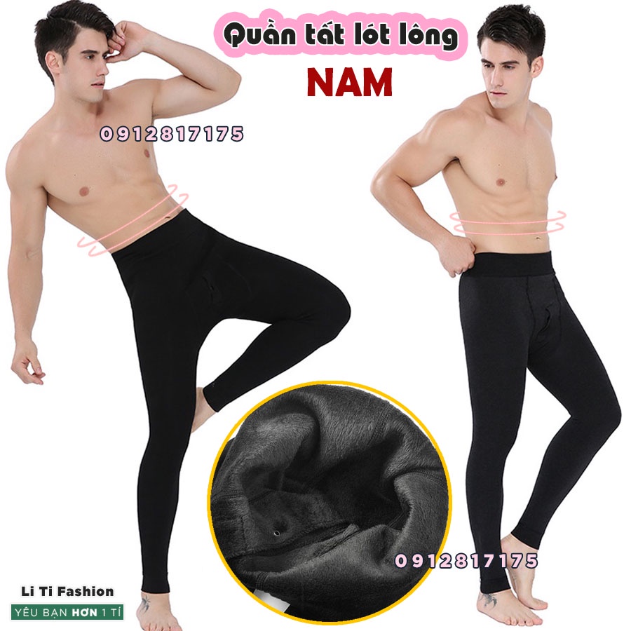 Quần tất nam lót lông 💋 Quần legging nam giữ nhiệt chịu lạnh tốt, mặc ấm freesize 56-85kg - Quần ấm cho nam mặc mùa lạnh