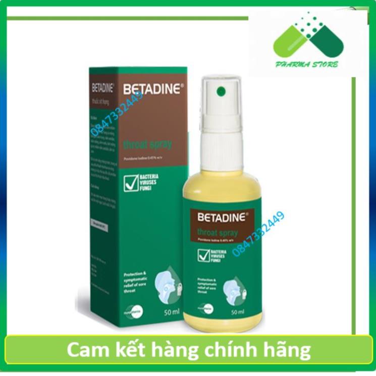 BETADINE Throat Spray 50ml - Dung dịch xịt họng [povidin, povidine, betadin]