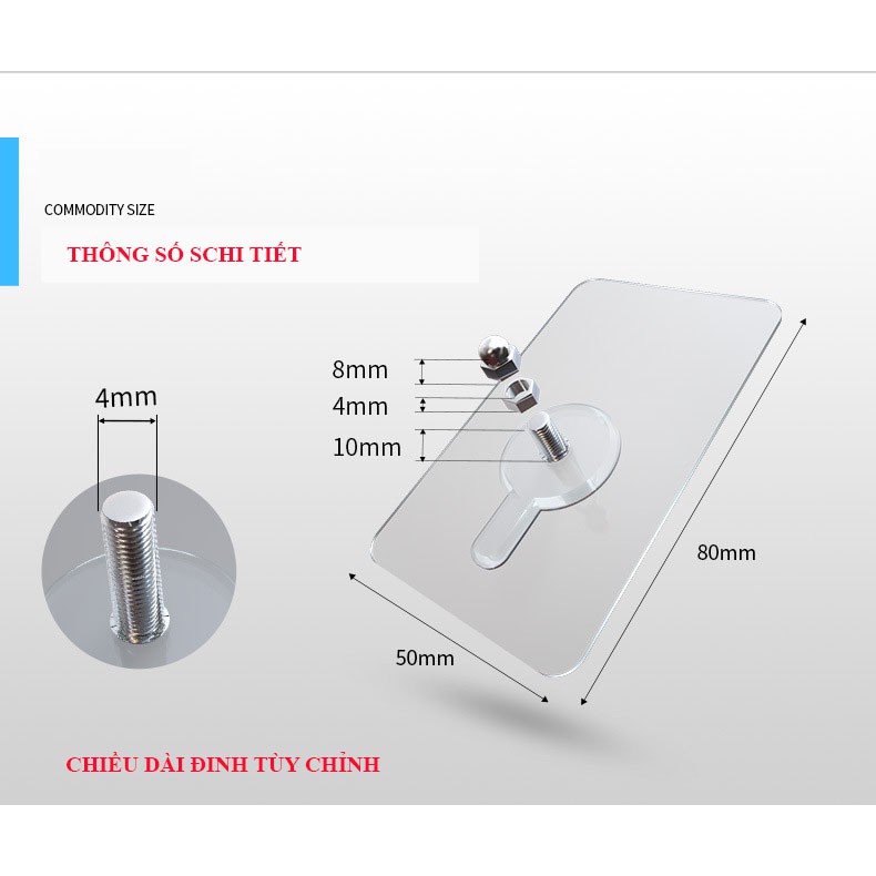 Combo 10 Đinh Vít dán tường siêu dính không cần khoan, Móc dán tường đa năng - IUOVIT