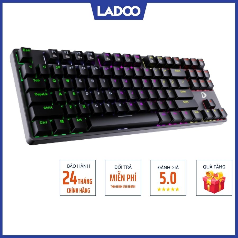 Bàn phím cơ DareU EK87 Multi LED Brown switch - Bảo hành 24 tháng chính hãng