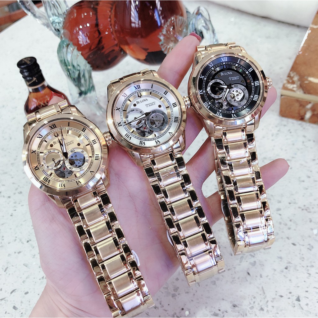 Đồng hồ nam bulova 96a118 automatic màu vàng
