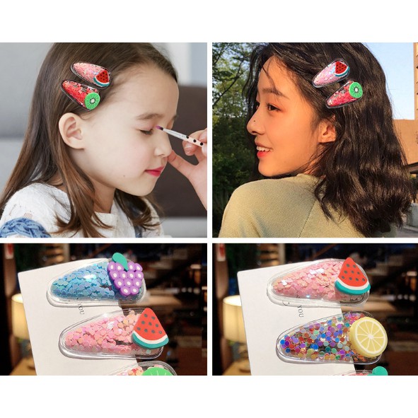 BẤM TÓC MÁI HÌNH TRÁI CÂY CÓ KIM TUYẾN PK110