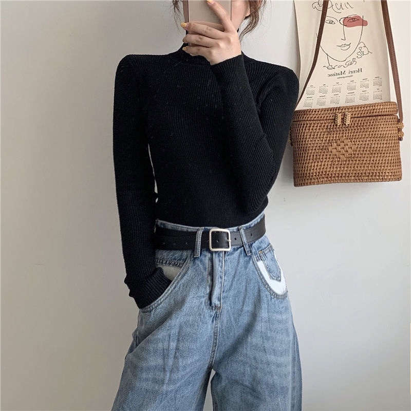 Áo Sweater Dệt Kim Cổ Lọ Màu Đen Thời Trang Trẻ Trung  tao bao