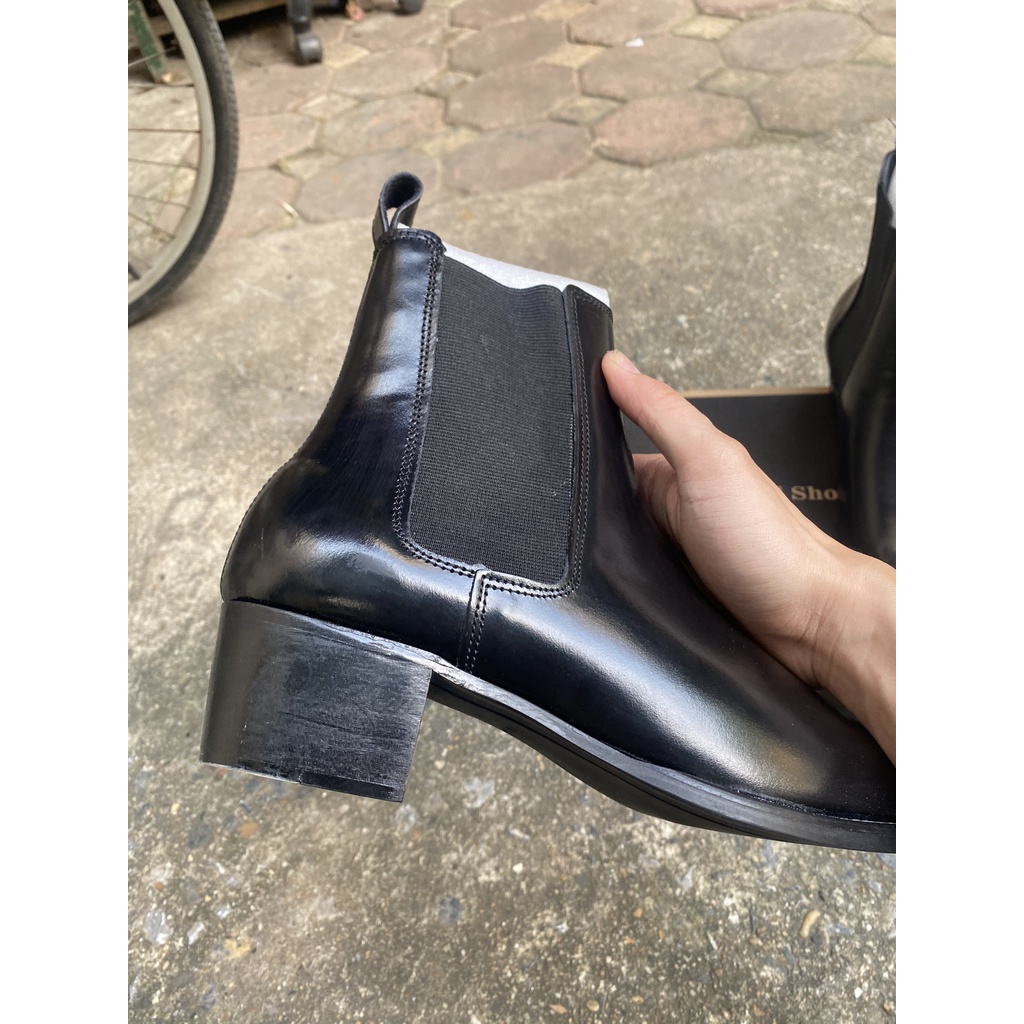 (cao cấp) Heels Chelsea Boots Classic đế gỗ, giày bốt nam