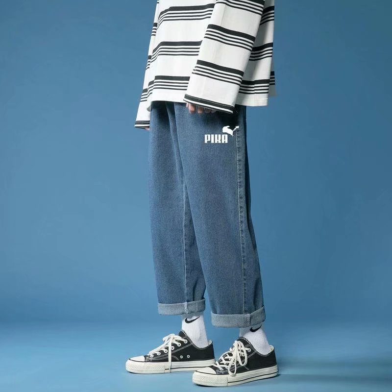 Quần Jean Dài Oversize In Chữ Phong Cách Nhật Bản Thời Trang Cho Nam Size S-3XL