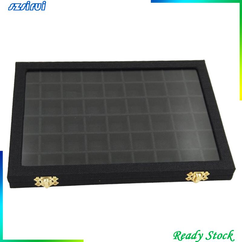 Hộp Vải Lanh Trong Suốt 54 Ngăn Đựng Trang Sức Có Nắp Đậy Tiện Dụng Ốp
