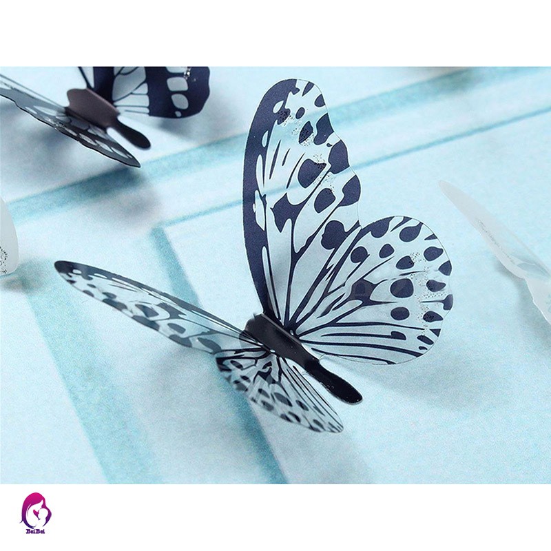 ♦♦ 18Pcs 3D Black And White Butterfly Sticker Art Wall Decal Home Decoration Room Decor