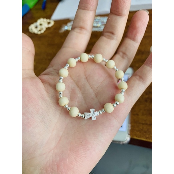 Vòng dâu mix thánh giá cho bé BẠC TA