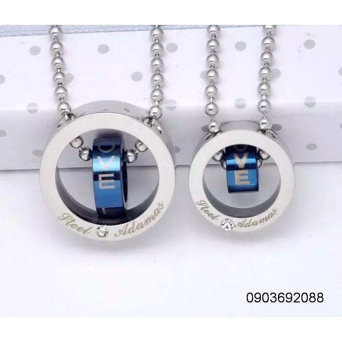 Mặt dây chuyền cặp inox đính hột Love