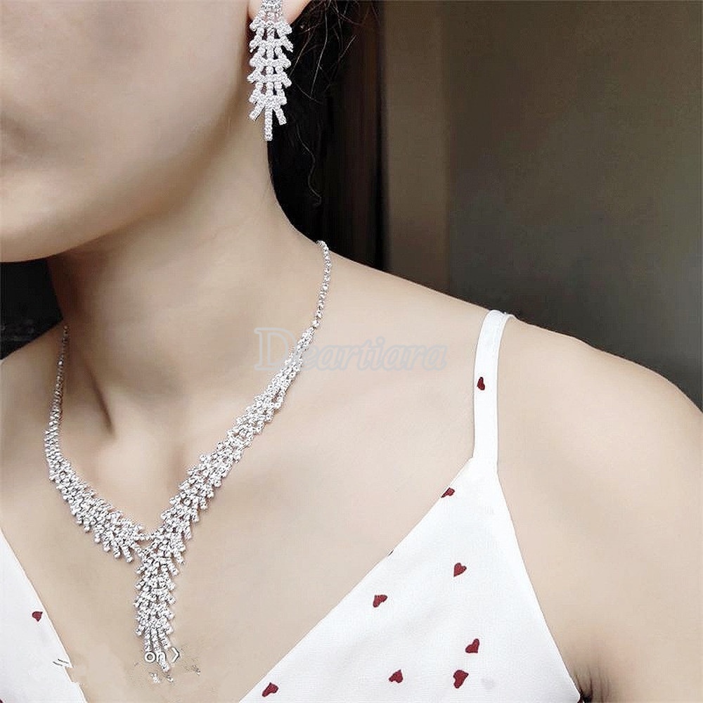 Bộ Vòng cổ Và Bông Tai Thời Trang Âu Mỹ Cho Cô Dâu