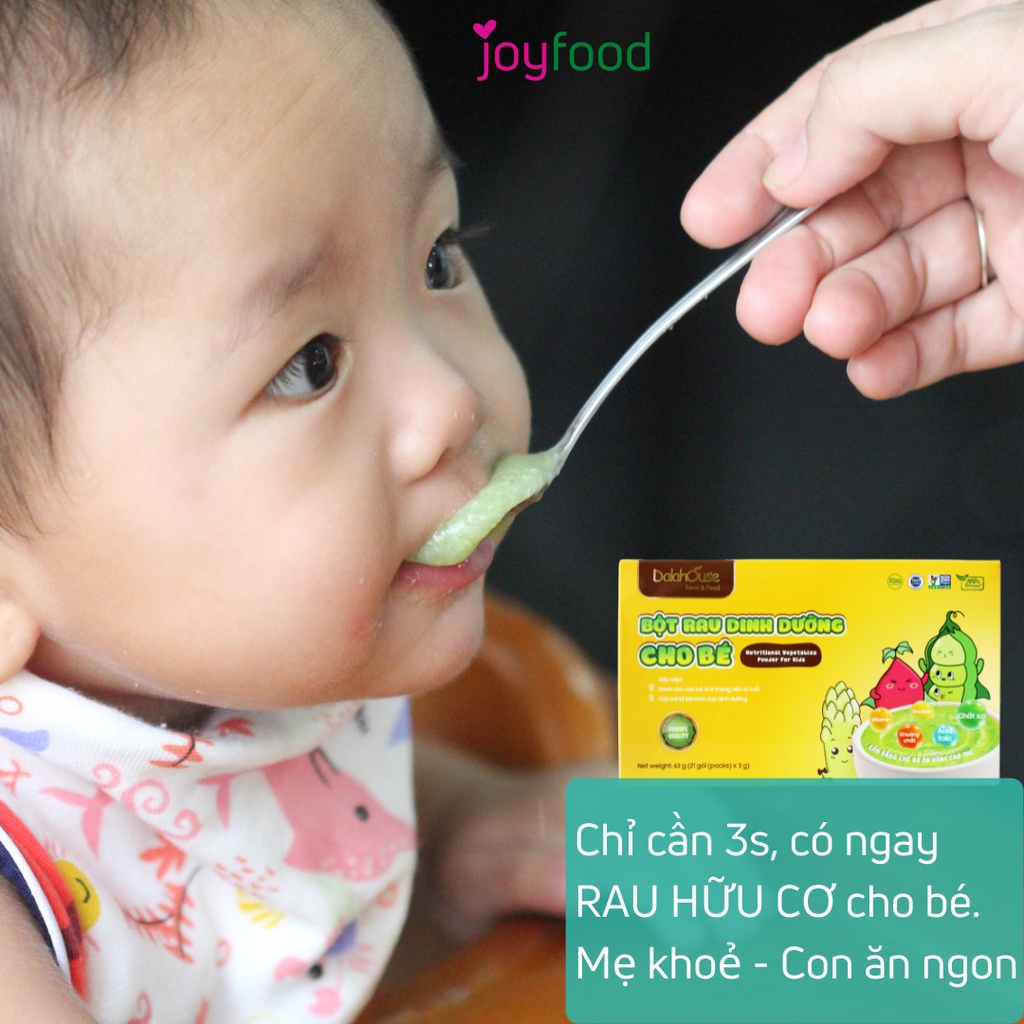 Bột Rau Củ Sấy Lạnh Cho Bé Ăn Dặm Combo Dalahouse Hộp 21 Gói 3gr, Tặng Khăn Yếm Dễ Thương