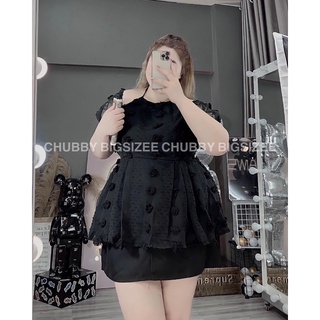 [ CHUBBY BIGSIZE ] SET CỔ YẾM HOA NỔI