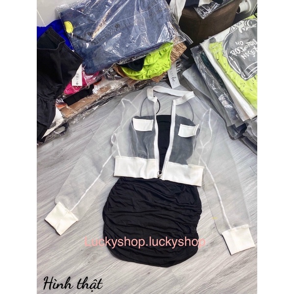 Áo khoác nữ voan kiếng xuyên thấu siêu xinh, hàng như hình