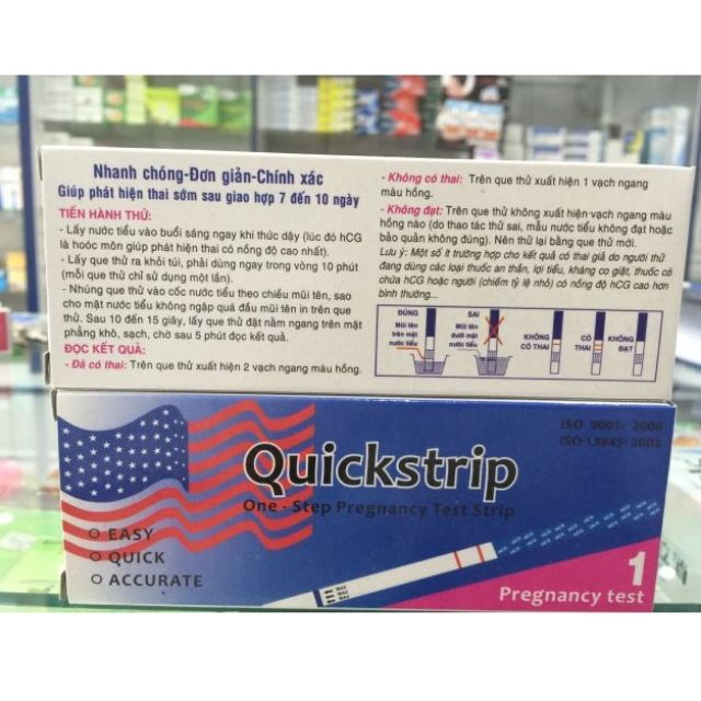 Que Thử Thai Quickstrip đỏ Chính Hãng Date Mới