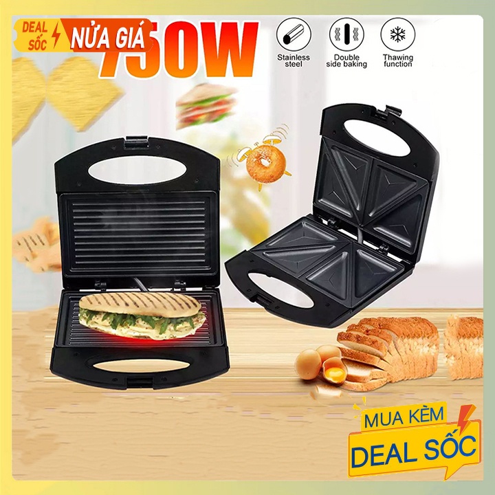 Máy nướng kẹp bánh mì, nướng thịt Haeger 750W